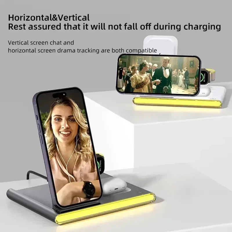 3 In 1 Wireless Charger Stand Pad + Night Light