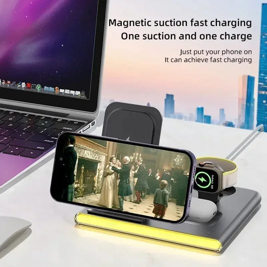 3 In 1 Wireless Charger Stand Pad + Night Light